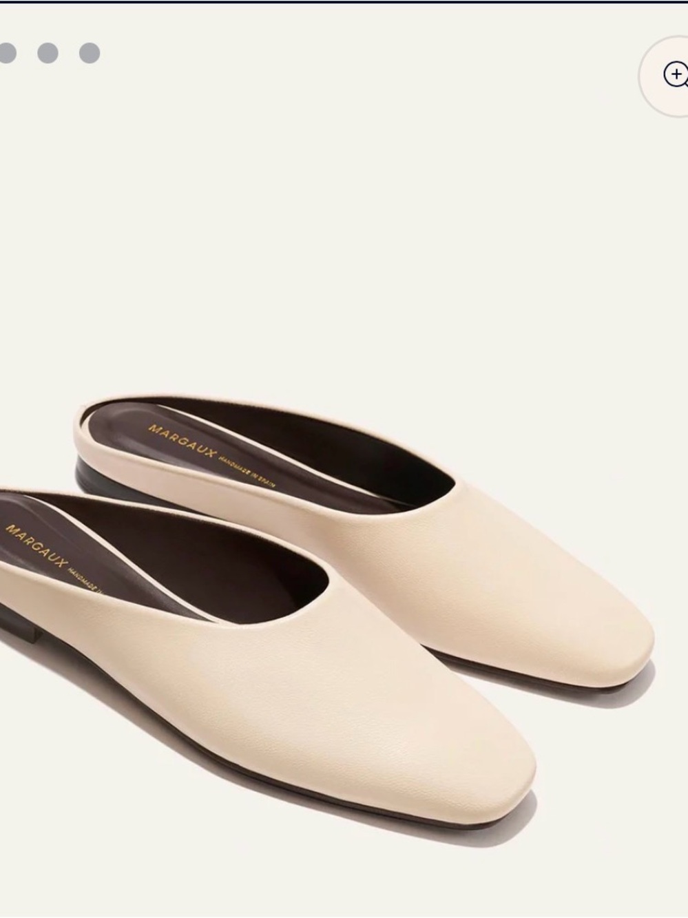 NWT Margaux Women's Cream Leather Slip-On Mules. CLARA in Bone nappa leather